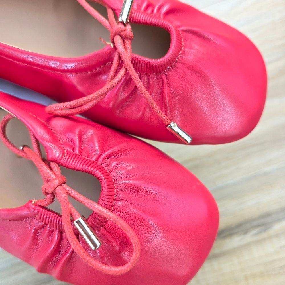 🩵NIB Red Square Toe Slip-on Ballet Flats Size 8 - Picture 6 of 9